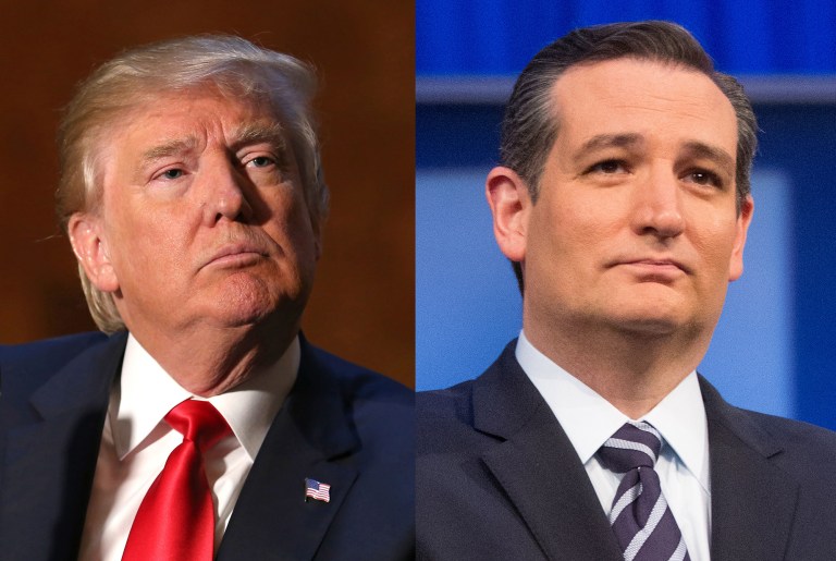 A new poll shows that Donald Trump has a 7-point lead over Ted Cruz in California. (AP Photos)