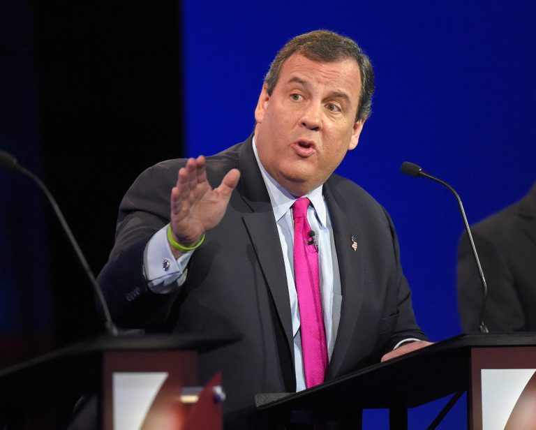 For the first time this election season, New Jersey Gov. Chris Christie will not appear on the main stage of a GOP presidential debate.Â (AP Photo/Mark J. Terrill)