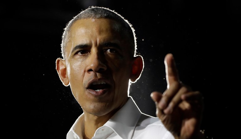 Former President Barack Obama speaks during a campaign rally for Democratic candidates Friday, Nov. 2, 2018, in Miami.