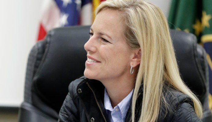 "I would hate for anybody not to abide by alert warnings coming from government systems," Homeland Secretary Kirstjen Nielsen said.
			(AP Photo/Gregory Bull)