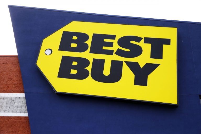 This March 25, 2014 photo shows a Best Buy store in Philadelphia. Best Buy reports quarterly financial results on Thursday, May 22, 2014. (AP Photo/Matt Rourke)