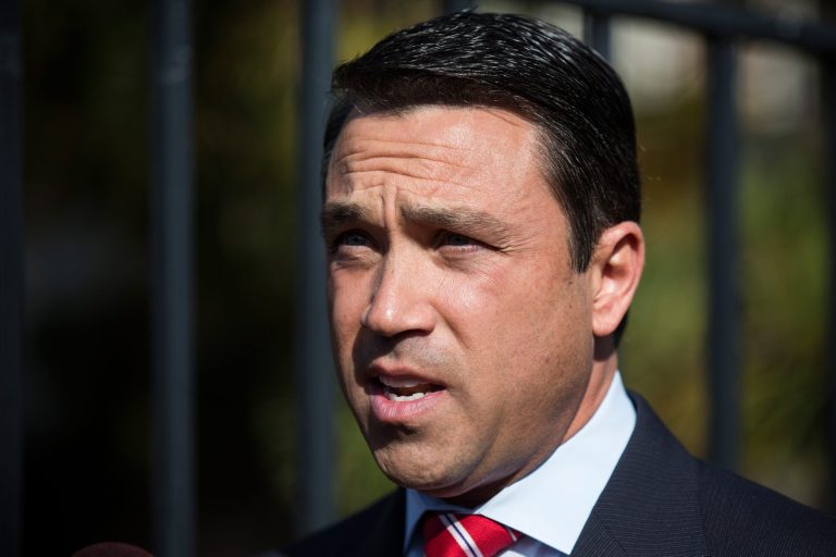 Rep. Michael Grimm, R-N.Y., earlier this year plead not guilty to 20 felony counts, but since then changed course to accept a plea bargain, setting up his guilty plea Tuesday. (Photo by Andrew Burton/Getty images)