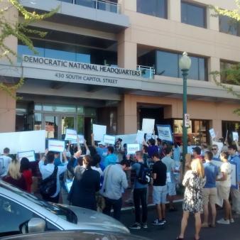 Dems Protest at DNC for More Debates