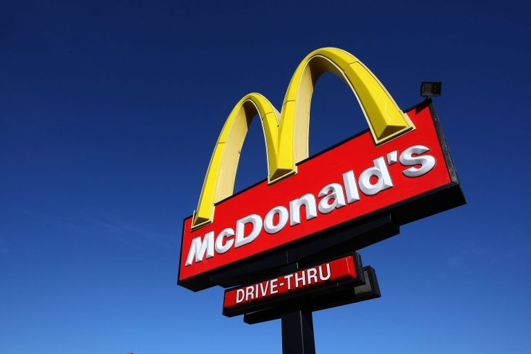 A sign stands outside of a McDonald's restaurant February 9, 2009 in San Francisco, California. (Photo by Justin Sullivan/Getty images)