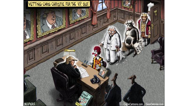 Editorial cartoon: Food courting