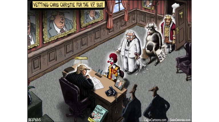 Editorial cartoon: Food courting