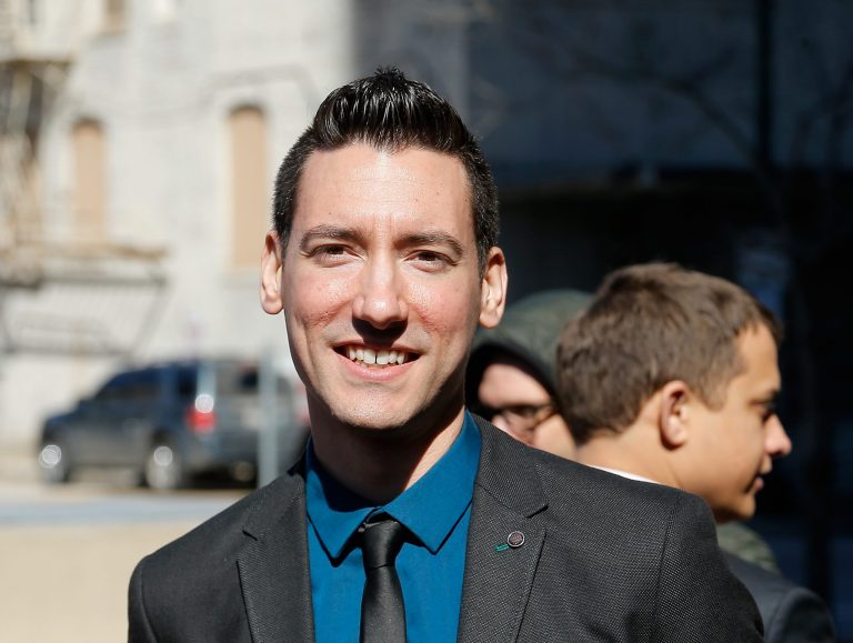 David Daleiden speaks with supporters outside the Harris County Criminal Courthouse after turning himself in to authorities on Feb. 4 in Houston. (AP Photo/Bob Levey)