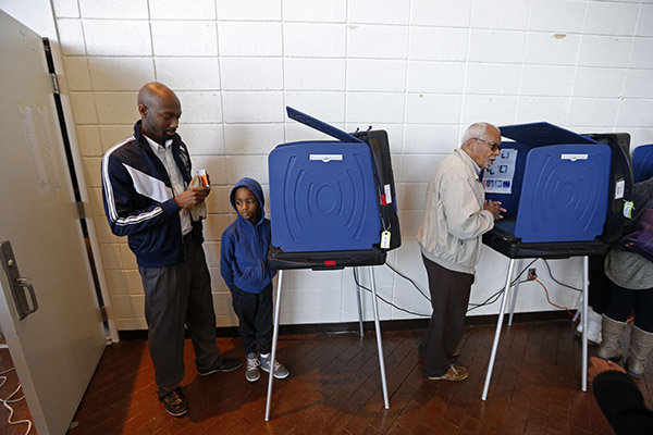 Black voters were a larger percentage of the vote in the South Carolina Democratic primary than in 2008, but turnout overall was far lower. (AP Photo/Gerald Herbert)