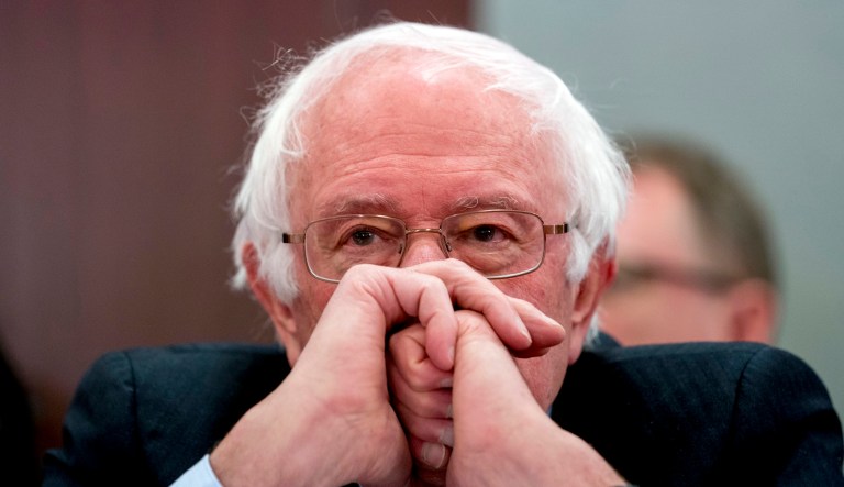 FILE - In this Dec. 13, 2017, file photo, Sen. Bernie Sanders, I-Vt., attends a House and Senate conference on Capitol Hill in Washington.