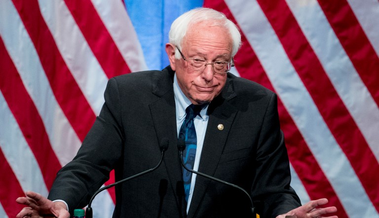 Democratic presidential candidate Sen. Bernie Sanders, I-Vt., gestures while speaking at George Washington University in Washington, Wednesday, June 12, 2019, on his policy of democratic socialism, the economic philosophy that has guided his political career.