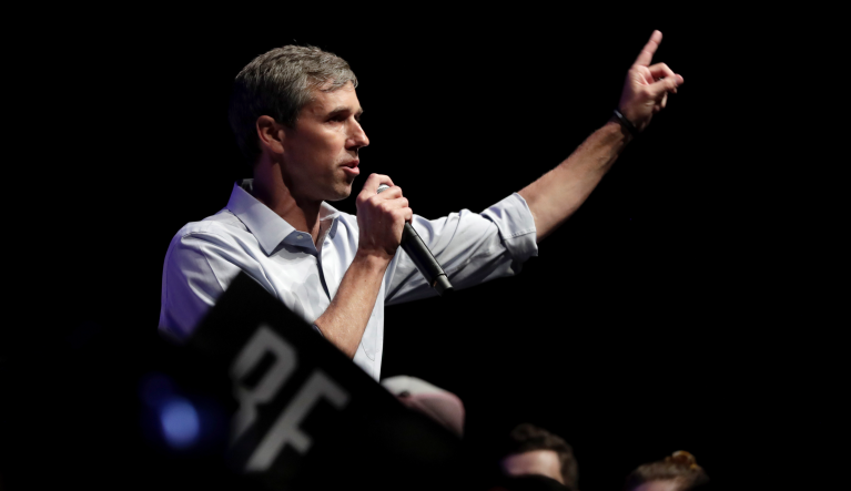 Democratic presidential candidate former Texas Rep. Beto O'Rourke speaks during a campaign rally in Grand Prairie, Texas, Thursday, Oct. 17, 2019. (AP Photo/Tony Gutierrez)