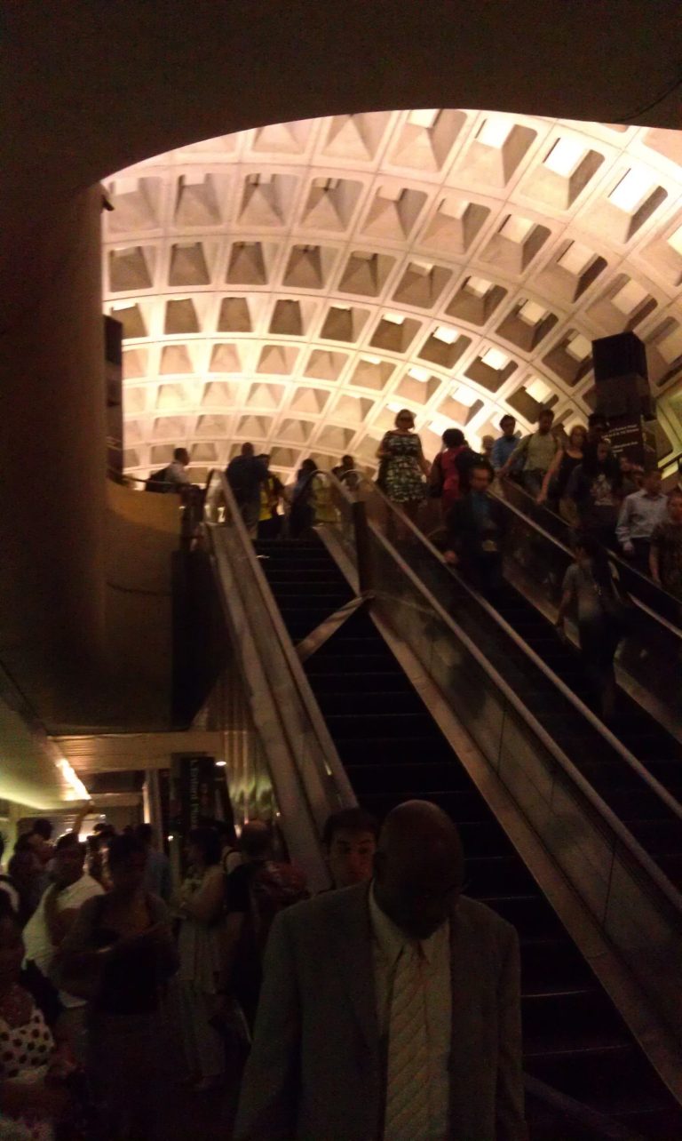 An escalator piece at the L'Enfant Plaza station came loose Tuesday, injuring five commuters. (Courtesy of Rachel Frankel)