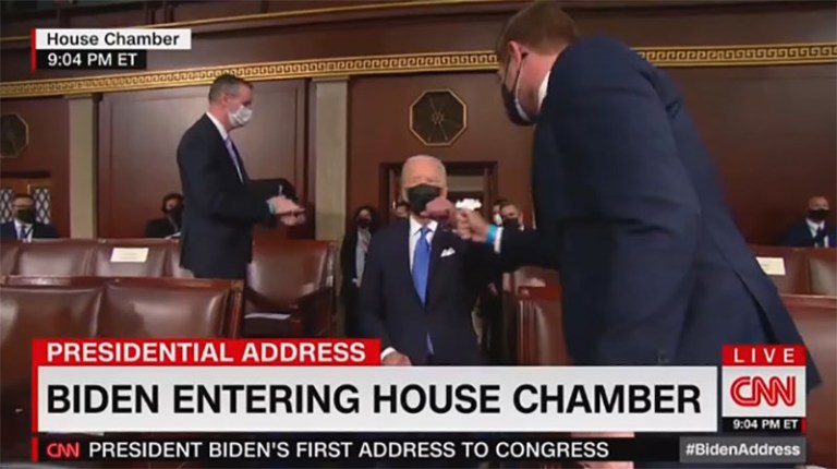 Biden and others enter Congress while fist-bumping despite being ‘told not to’