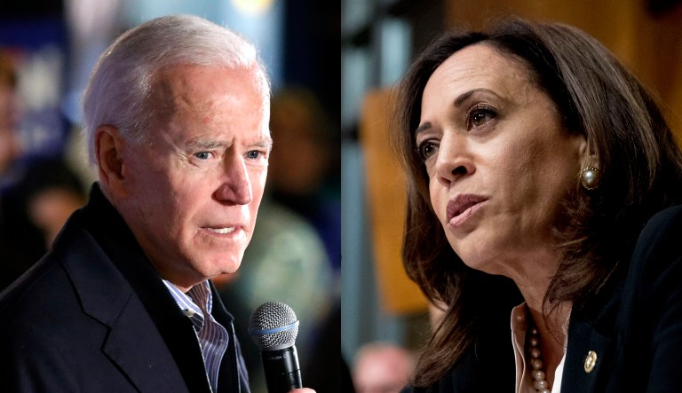 Joe Biden and Kamala Harris are pictured.