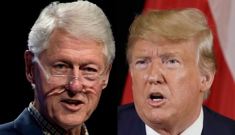 Pictured are Bill Clinton, left, and Donald Trump, right.