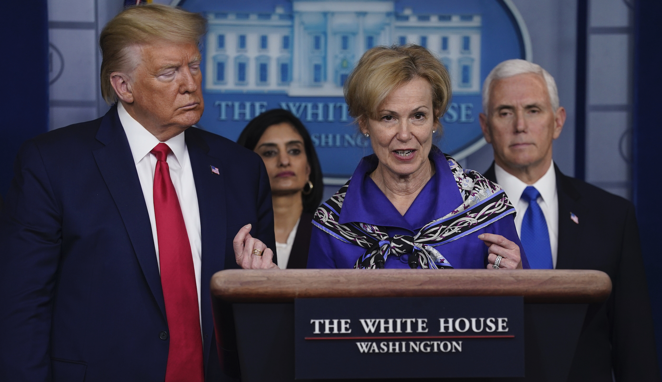 Dr. Deborah Birx, White House coronavirus response coordinator, speaks during a press briefing with the Coronavirus Task Force at the White House on Wednesday in Washington.