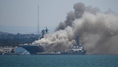 Fire suppression system on US Navy ship was inoperable during blaze that injured dozens