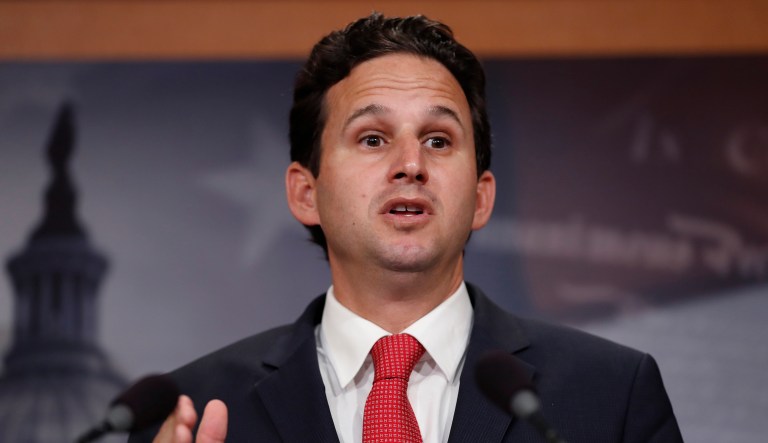 Sen. Brian Schatz, D-Hawaii, speaks during a news conference on Capitol Hill in Washington, Wednesday, May 24, 2017.