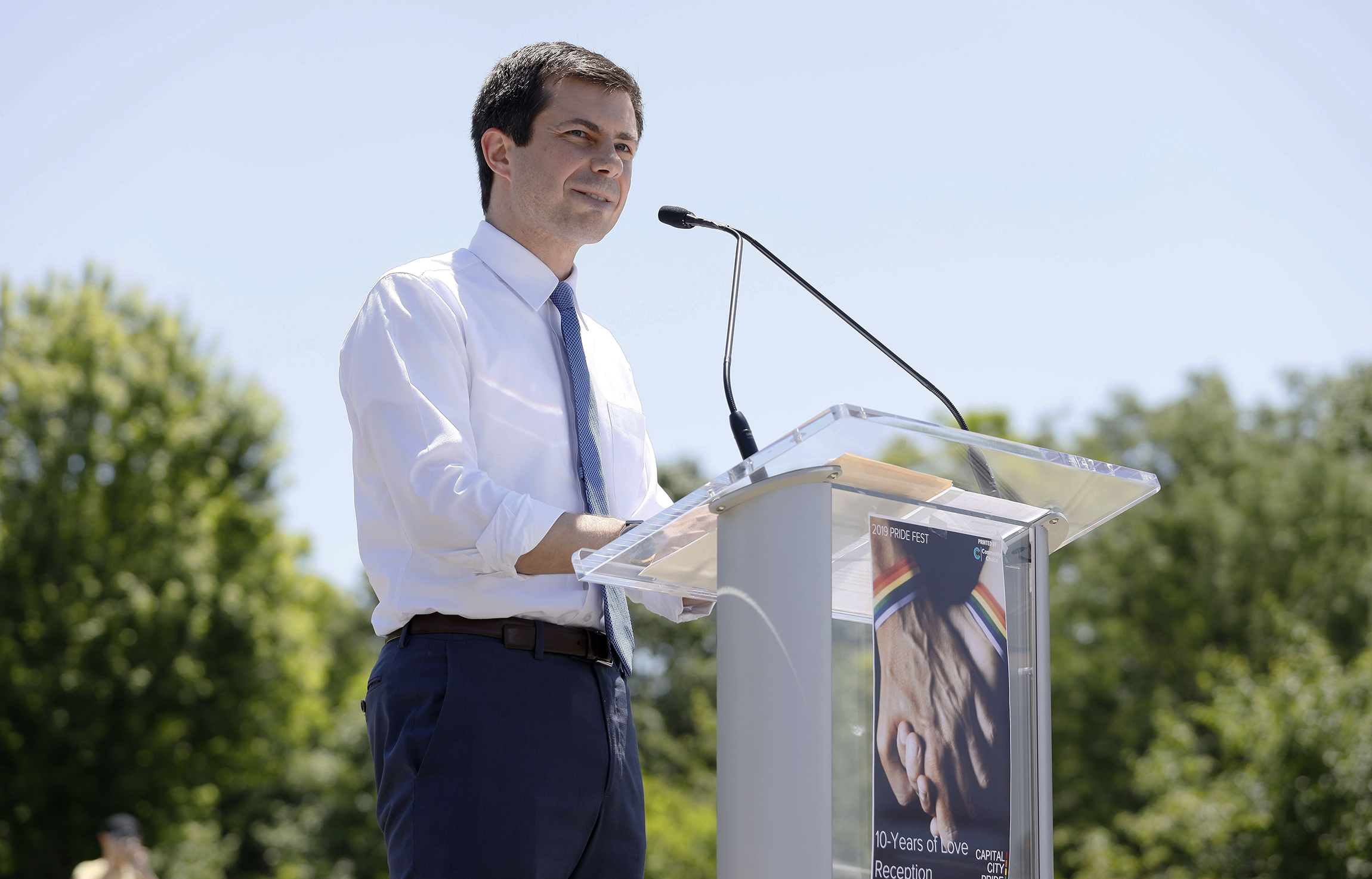 Buttigieg jabs Biden at Iowa gay pride event