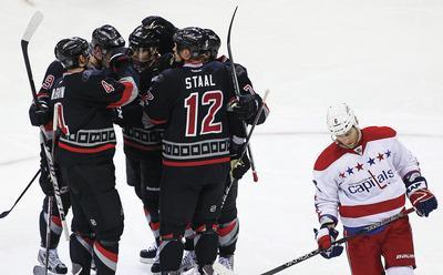 Karl B DeBlaker/APThe Washington Capitals lost 5-0 to the Carolina Hurricanes on Monday night.
