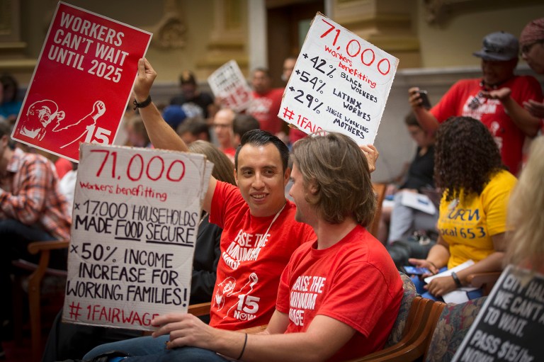 Advocates for a higher wage have criticized the report's methodology, but one author shrugged it off, saying it was to be expected given the groups' politics. (Elizabeth Flores/Star Tribune via AP)