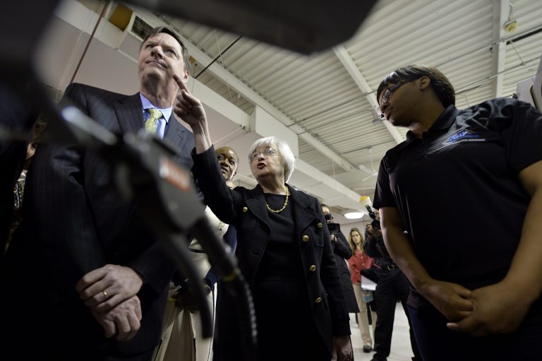 Federal Reserve Bank of Chicago President and CEO Charles Evans, left, shown here withÂ Federal Reserve Chair Janet Yellen, center, sees 