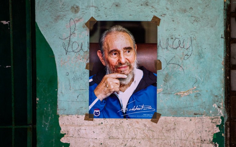 Former Cuban President Fidel Castro, who led the island nation 90 miles from the coast of the United States to communism, died late Friday, Cuban state television announced. (AP Photo/Desmond Boylan)