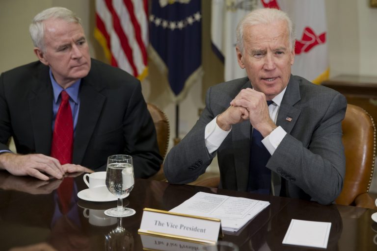 Milwaukee Mayor Tom Barrett listens as Vice President Joe Biden speaks during a meeting with Mayors from across the US to discuss workforce development, Thursday, Jan. 23, 2014, in the Roosevelt Room of the White House in Washington. (AP Photo/Jacquelyn Martin)
