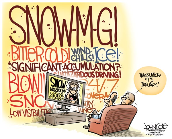 Editorial cartoon: Snow in January