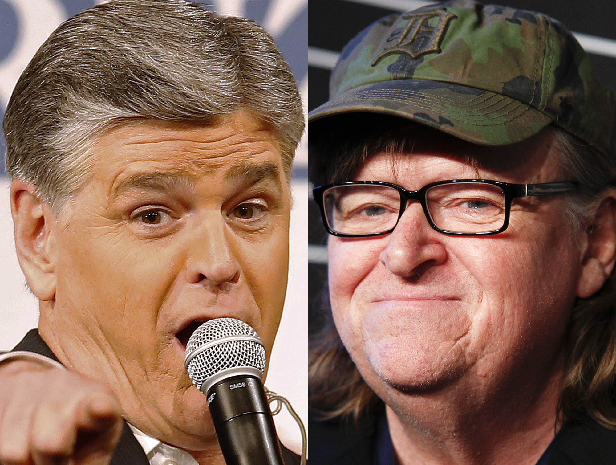 Before their Trump bromance, Sean Hannity joked about choking Michael Moore