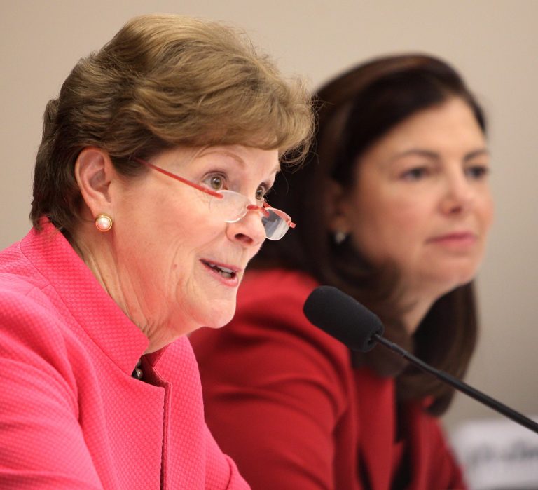 Sens. Jeanne Shaheen, D-N.H., left and Sen. Kelly Ayotte, R-N.H. say the administration's budget proposal requests $2.8 billion for the program. (AP Photo/Jim Cole)