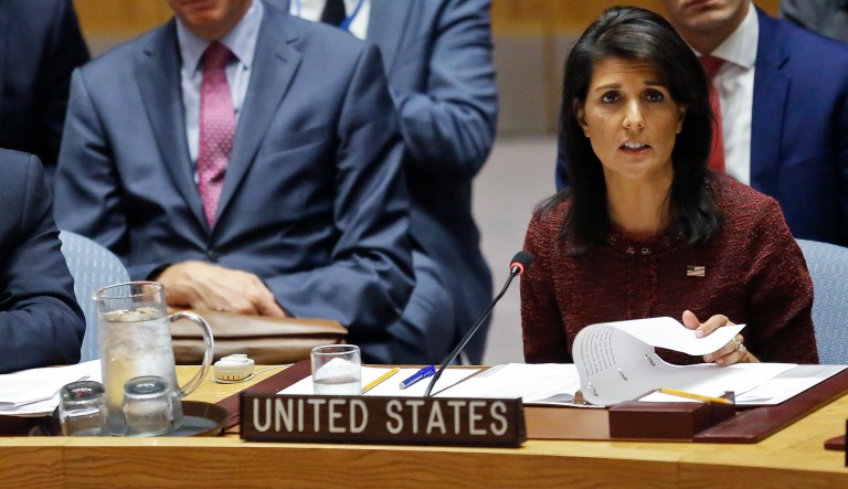 U.S. Ambassador Nikki Haley called the resolution 
