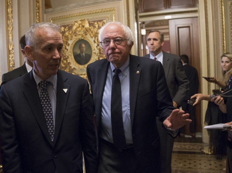 With his Secret Service in tow, Bernie Sanders walked in to the Republican luncheon, only to immediately turn around as a reporter noted, 