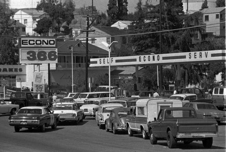The OPEC oil embargoes of the 1970s lead to long lines and high prices at the gas pumps Ã¢â¬