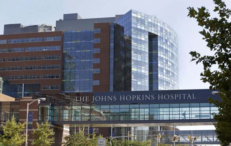 FILE - This Oct. 2, 2013, file photo shows part of the Johns Hopkins Hospital complex in Baltimore. The hospital has reached a tentative labor agreement with a union representing about 2,000 workers at the medical institution. A Hopkins spokeswoman said Tuesday, July 8, 2014, that a union vote will take place over the next couple of days on the tentative agreement. (AP Photo/Patrick Semansky, File)