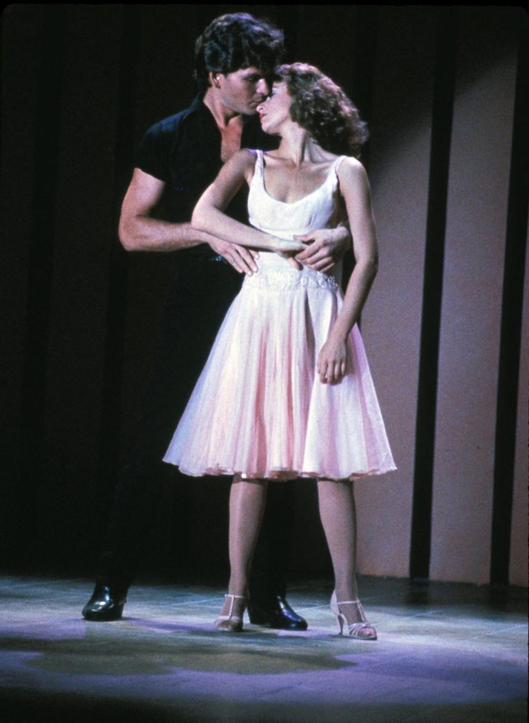   In this undated file photo provided by Lionsgate Home Entertainment, actors Patrick Swayze, portraying Johnny Castle, and Jennifer Grey, portraying Baby Houseman, are shown in a scene from the film, 