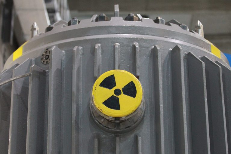 A radioactively-contaminated container at a nuclear power plant. (Sean Gallup/Getty Images)