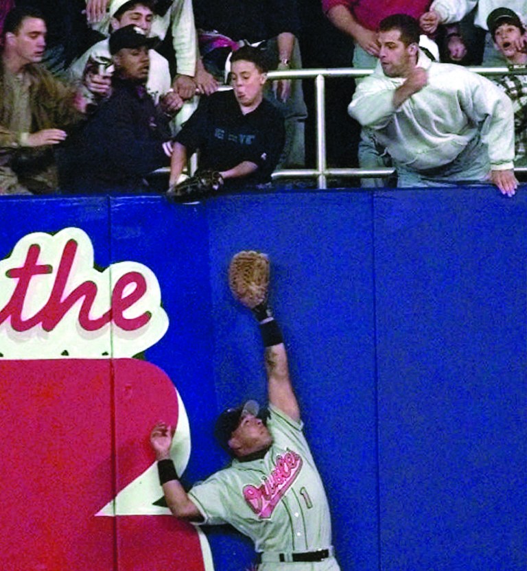 Mark Lennihan/AP
During the 1996 AL Championship Series between the Orioles and Yankees, 12-year-old fan Jeffrey Maier interfered when he caught a Derek Jeter fly ball, taking it away from right fielder Tony Tarasco.
