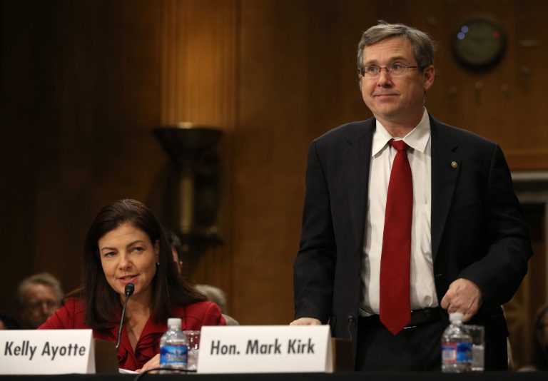 The seats held by Sen. Kelly Ayotte, R-N.H., and Sen. Mark Kirk, R-Ill., are considered potential targets for Democrats in the 2016 elections. (Photo by Mark Wilson/Getty Images)