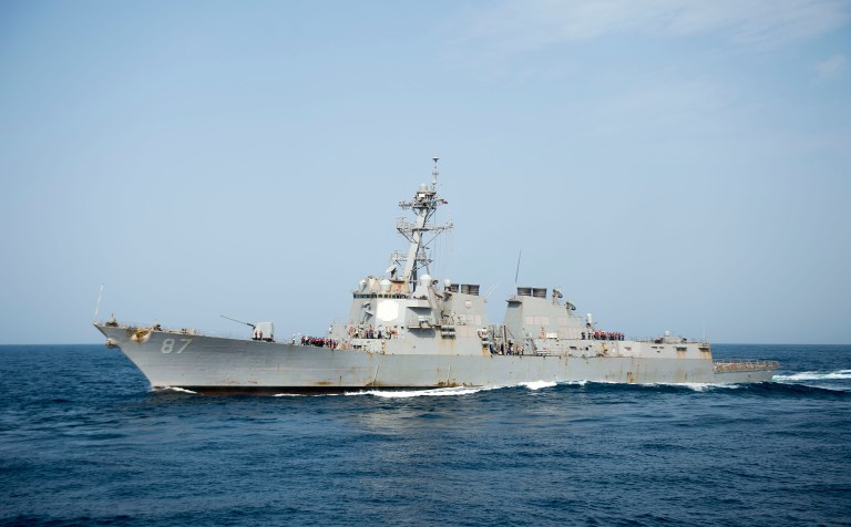 Sailors on the U.S. Navy ship, the USS Mason, sustained no injuries and there was no damage to the vessel, Pentagon spokesman Captain Jeff Davis told Reuters. (U.S. Navy photo by Mass Communication Specialist 3rd Class Taylor A. Elberg/Released)