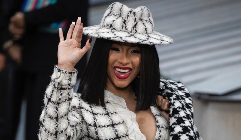 Singer Cardi B attends the Chanel Ready To Wear Spring-Summer 2020 collection, unveiled during the fashion week, in Paris, Tuesday, Oct. 1, 2019.