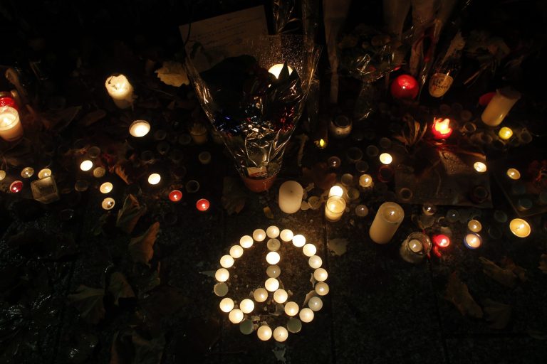 Helen Muyal-Leiris, 35, was killed in last Friday's attacks when terrorists opened fire atÂ the Bataclan concert hall, but her husband Antoine has maintained that he and their 17-month-old son will not live in fear or hatred.Â (AP Photo/Christophe Ena)