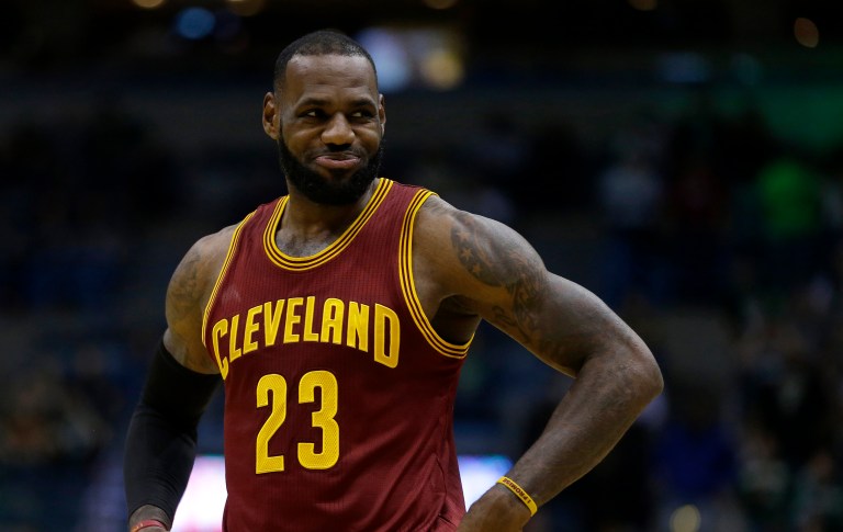 LeBron James is among a group of Cleveland Cavaliers players who are refusing to stay at the Trump SoHo hotel in Manhattan when the team plays the New York Knicks this week. (AP Photo/Aaron Gash)