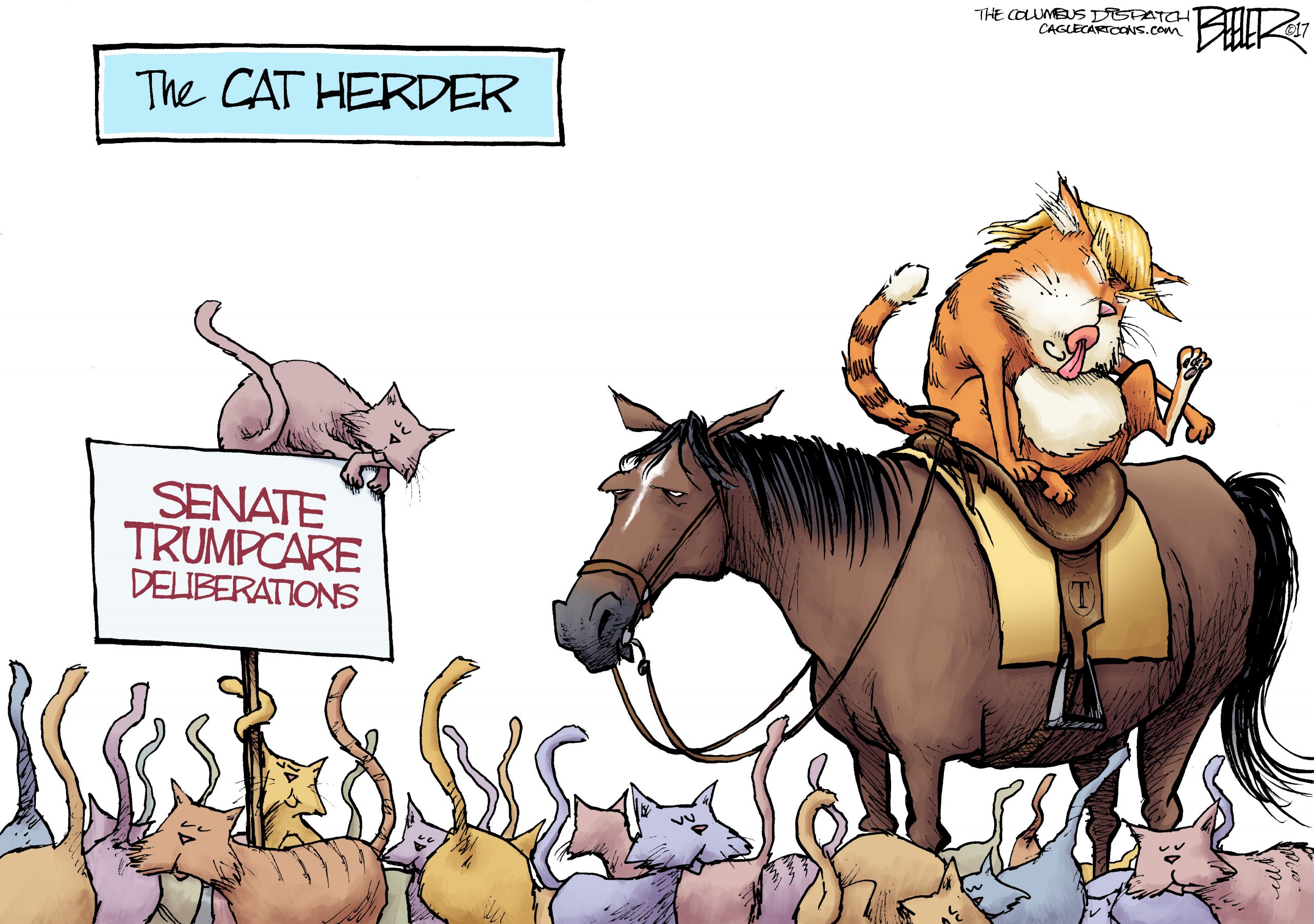 Editorial cartoon: The cat herder