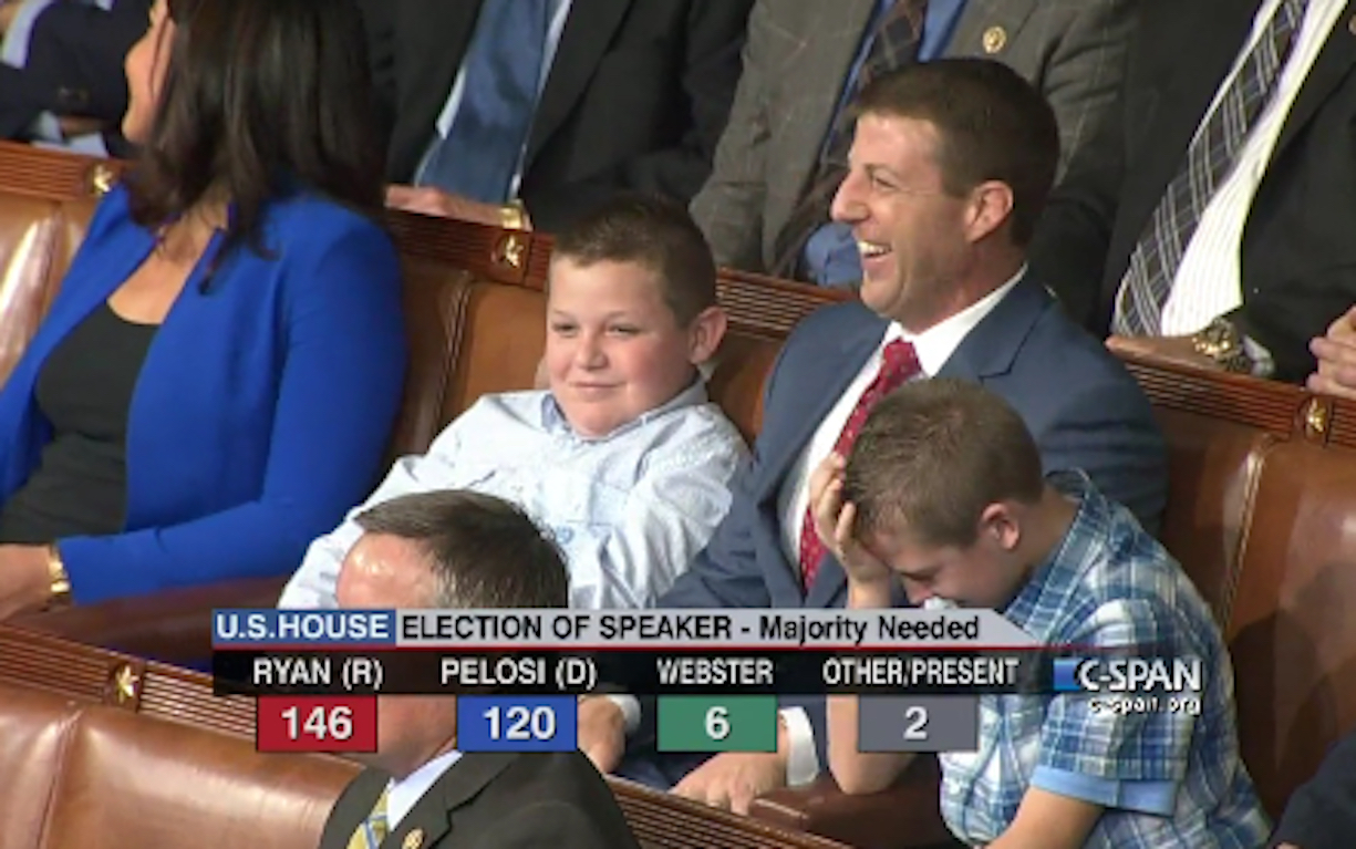 Watch: Lawmaker lets son cast vote for Ryan
