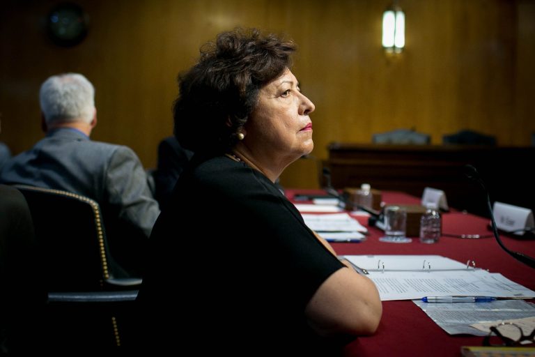 Office of Personnel Management (OPM) Director Katherine Archuleta looks on as she testifies before a Senate Appropriations Committee on Tuesday, June 23. 2015, on the data security breach at the OPM. The personal data of an estimated 18 million current, former and prospective federal employees were affected. (Graeme Jennings/Washington Examiner)