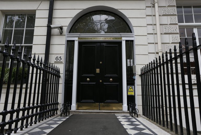 An outside view of the Southbank International School in central London where suspected child molester William James Vahey taught for a four-year term, Thursday, April 24, 2014. British police is helping with a FBI global investigation to identify and trace victims of a suspected pedophile teacher, William James Vahey, who killed himself in March in Luverne Minnesota.  (AP Photo/Sang Tan)