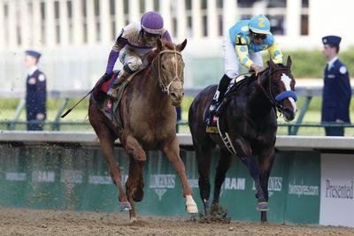 Rob Carr/Getty Images
Bodemeister, right, finished second in the Kentucky Derby after getting run down by I'll Have Another.