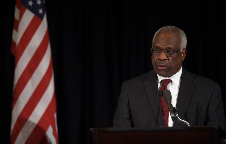 Supreme Court Justice Clarence Thomas cautioned like-minded Americans against becoming despondent given the state of politics in 2016. (AP Photo/Susan Walsh, Pool)