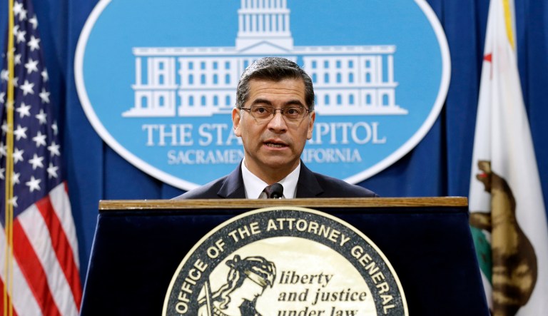 California Attorney General Xavier Becerra said the Golden State will attempt to block President Trump from carrying out one of his most well-known campaign promises: building a wall on the U.S.-Mexico border. (AP Photo/Rich Pedroncelli, File)